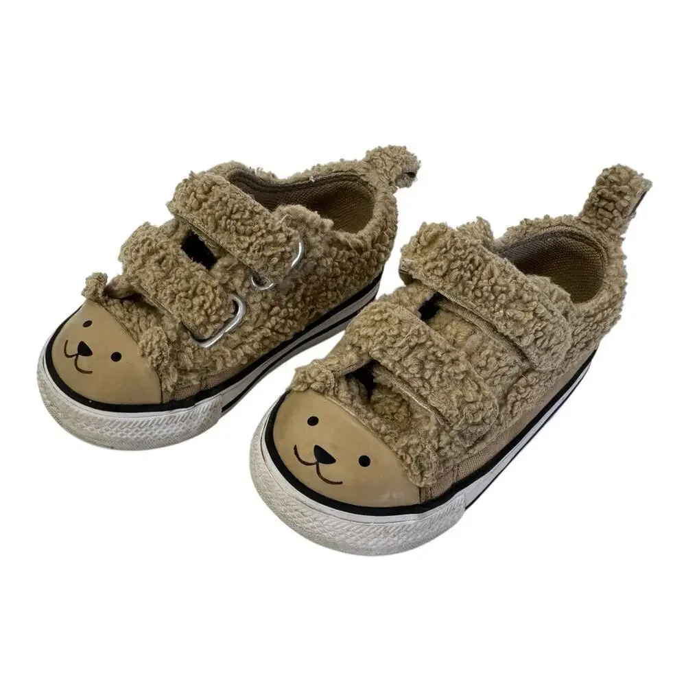 CONVERSE Chuck Taylor All Star Easy On Teddy Bear Fuzzy Strap Shoes Toddler Sz 5